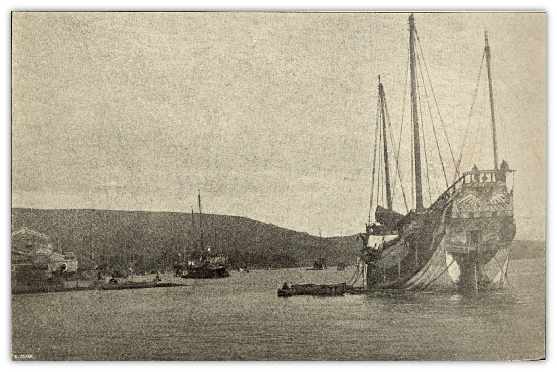 Boats Transport Qing Soldiers in Outlet of Tamsui-Fluss in 1895